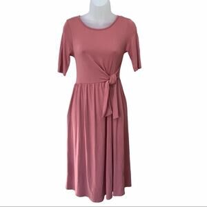 MIMI + DAPHNE Women's Mauve Wrap Front Midi Dress